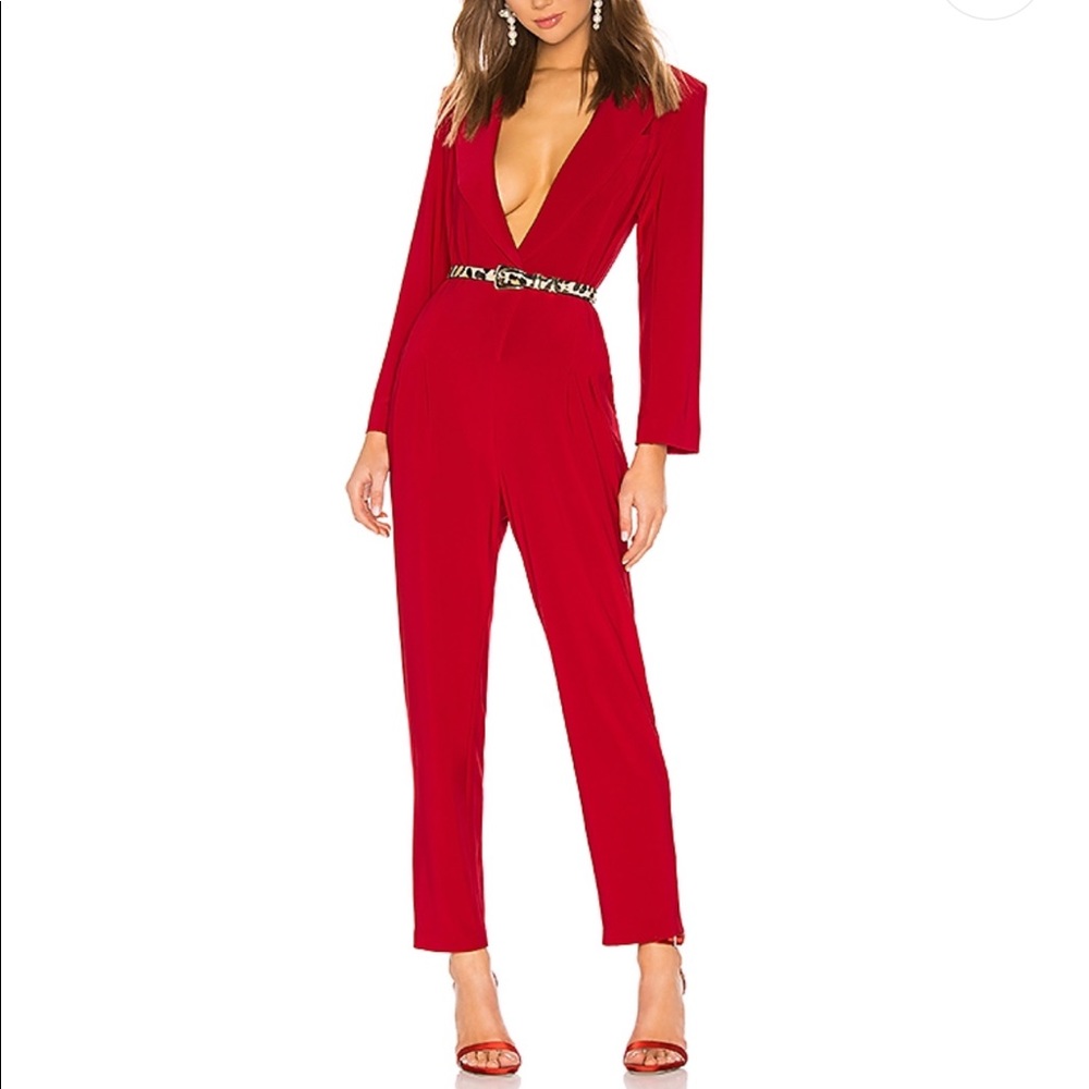 Norma Kamali red jumpsuit